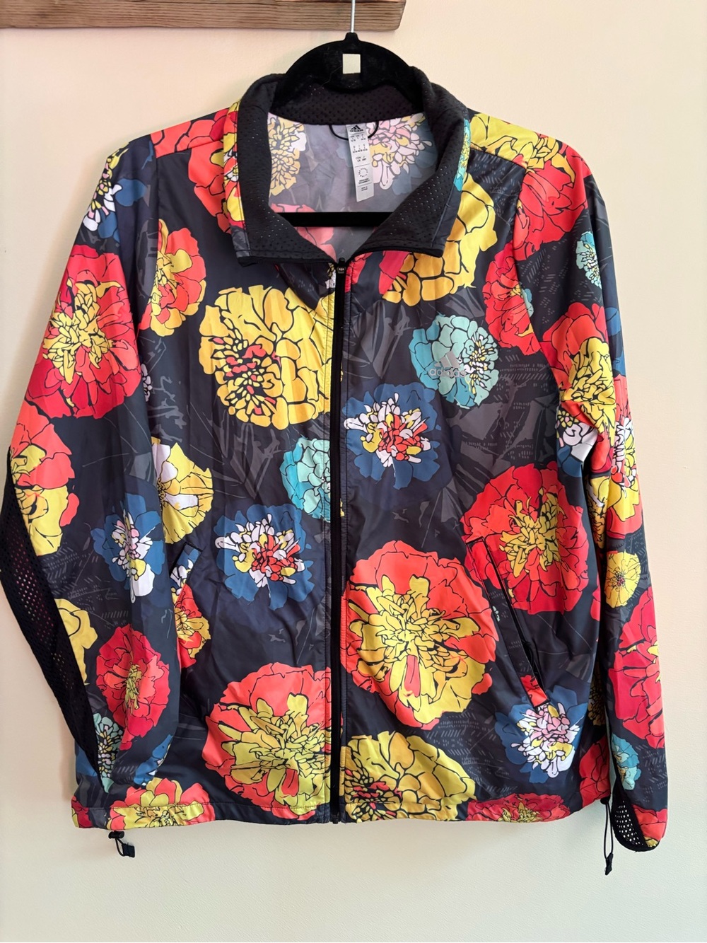93.) Adidas /  Lightweight Floral Zip Jacket